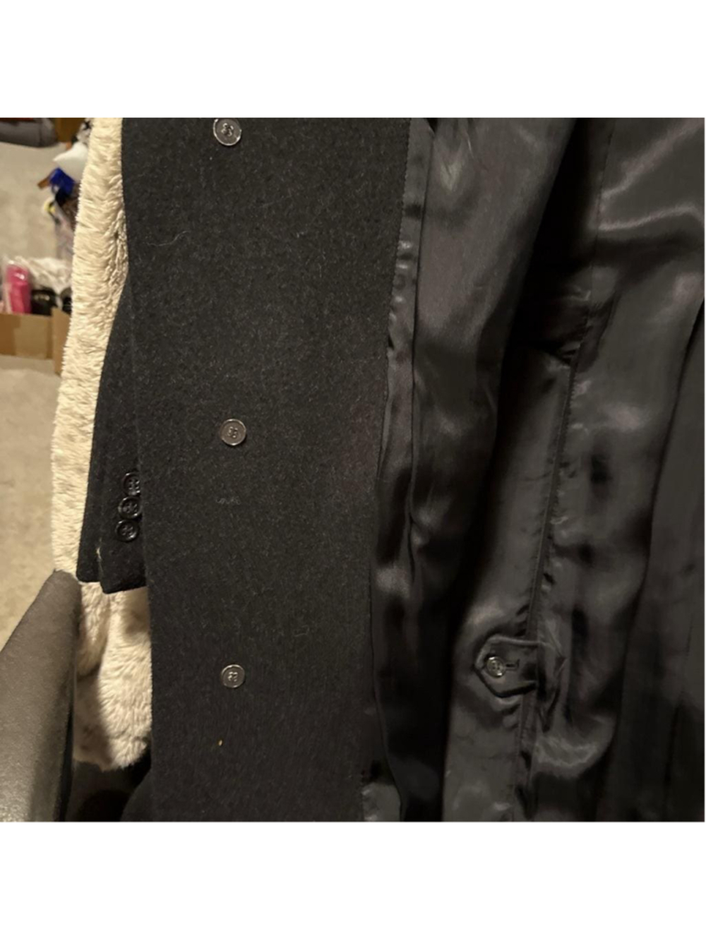 Vintage Nino Cerruti Rue Royale Cashmere Blend Overcoat Black 46L XL Tall NWOT - Picture 7 of 8